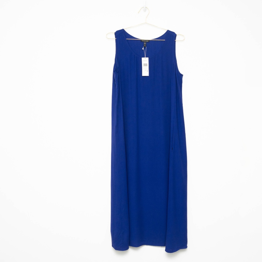 Eileen Fisher - Silk Georgette Scoop Neck Dress‎ - Picture 2 of 10